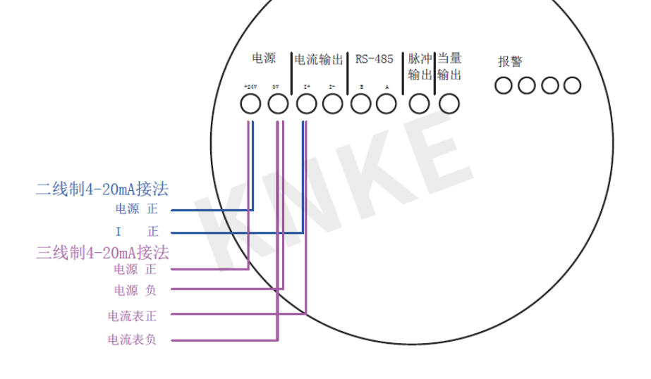 渦街流量計三線製接線方法草圖